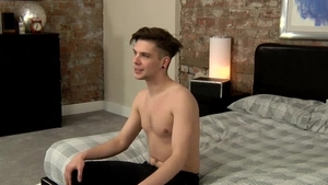 BlakeMason.com: Young twink jerking uncut dick in the bed